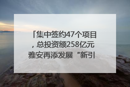 集中签约47个项目，总投资额258亿元 雅安再添发展“新引擎”｜数读西投